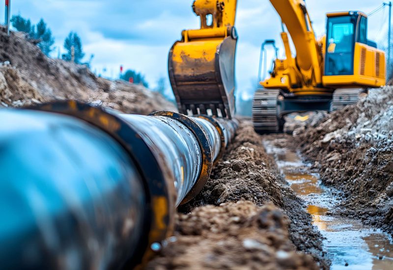 Pipeline-Installation-Louisiana Construction equipment installing pipeline in Louisiana